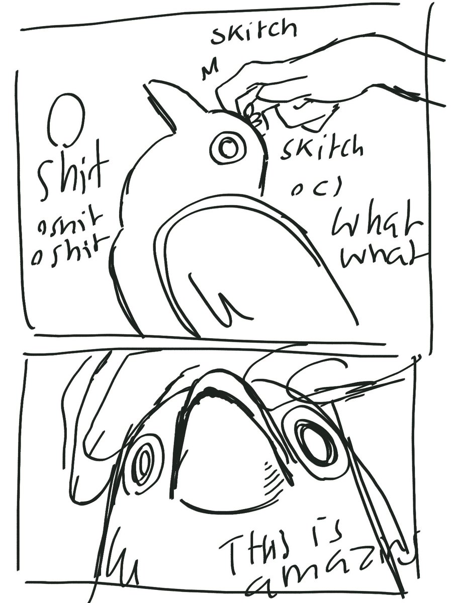 little crow getting scratches sketch 