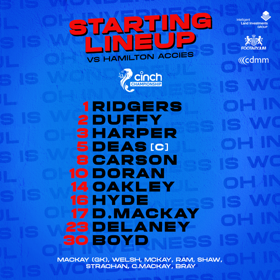 ICTFC's tweet photo. Our Starting XI to face Hamilton Accies tonight!

COME ON ICTFC 🔴🔵 https://t.co/uLmeSkhkSb