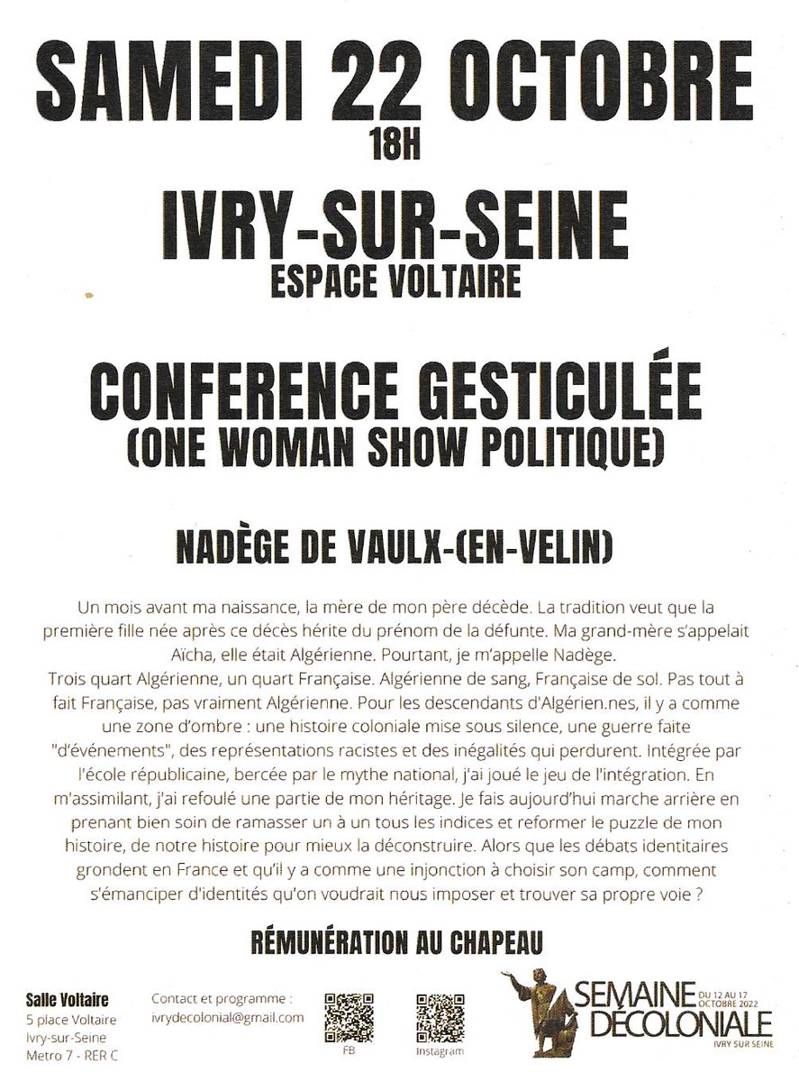 Semaine décoloniale Ivry tweet media