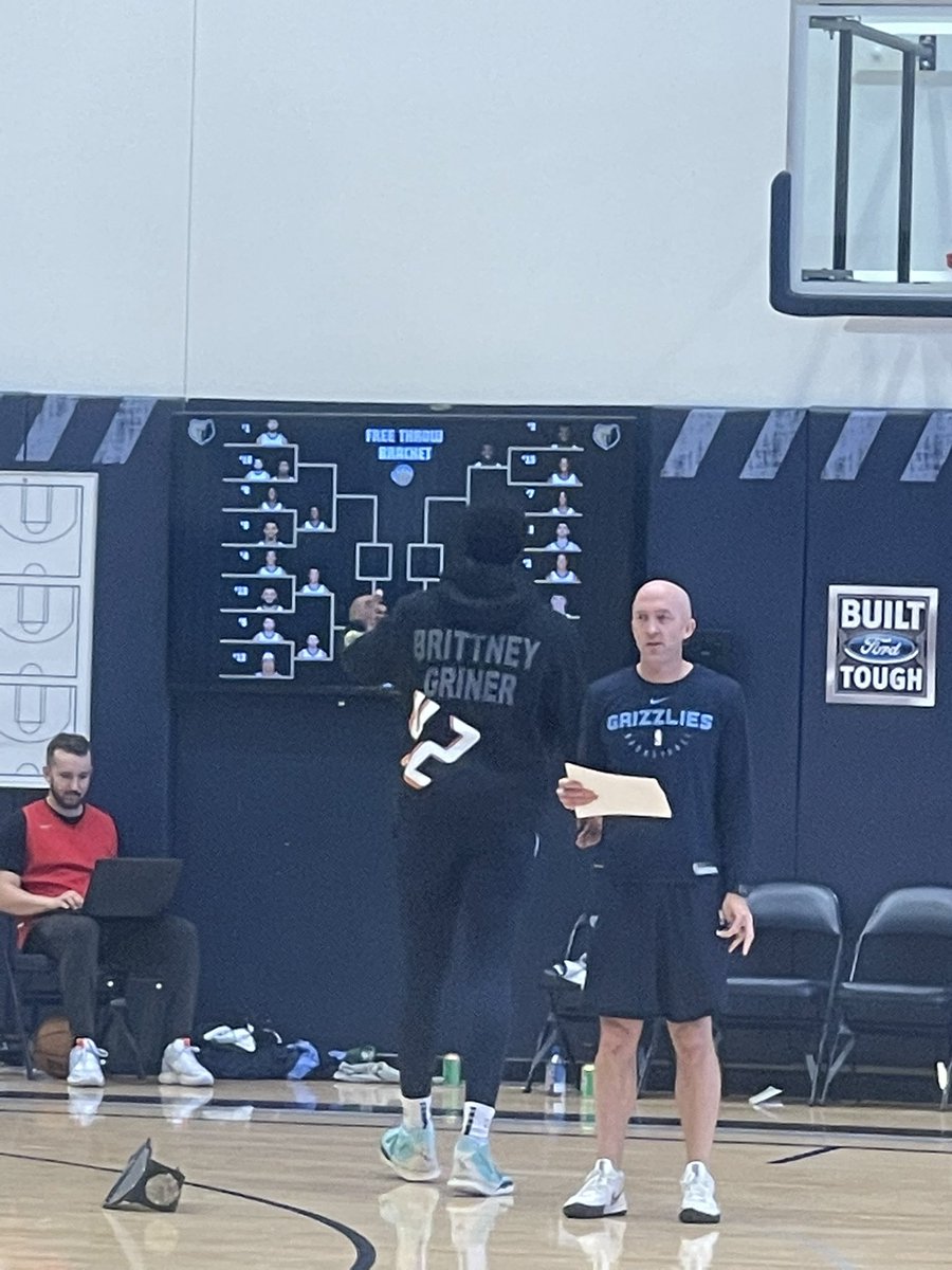 Grizzlies stars Ja Morant and Jaren Jackson Jr. wearing Brittney Griner hoodies at Tuesday’s practice. Today is Griner’s 32nd birthday. She’s been held in Russian prison since February.