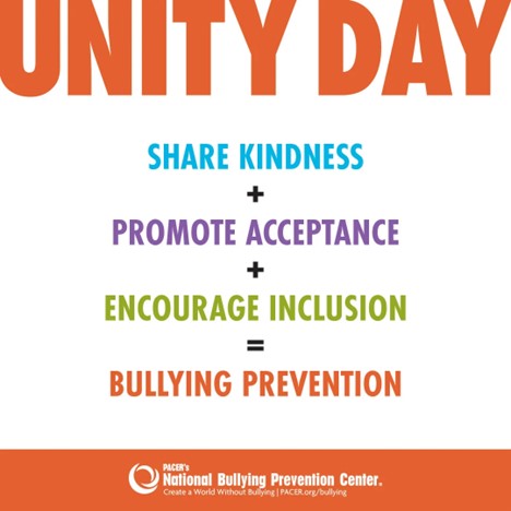 PACERCenter's tweet photo. #UnityDay is (10/19) tomorrow! This is the time to wear and share orange, visibly uniting for kindness, acceptance, and inclusion to prevent bullying. Be a part of this important event! Get your orange on, and share on social media with #UnityEveryDay @PACER_NBPC https://t.co/Lh5fjMf4Hi