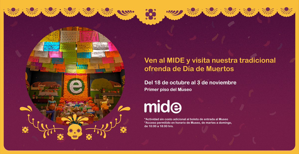 Ya puedes conocer la ofrenda del Día de Muertos más grande que ha preparado el MIDE 🎃

A partir de hoy al 03 de noviembre de 10:00 a 18:00, te esperamos con tu cámara para que te tomes las mejores selfies con la ofrenda (no olvides etiquetarnos) 👻