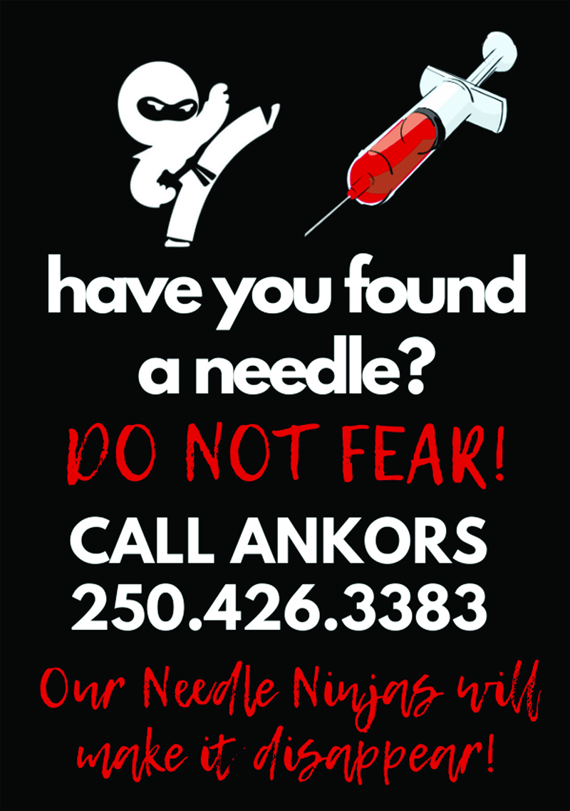 #ANKORS has trained volunteers available to safely collect &amp; dispose of needles through their ‘Needle Ninja’ program. For safe needle collection &amp; disposal call 250-426-3383 or email ankorseast14@gmail.com. Don't remove used needles yourself. #Cranbrook <a href="/cranbrookfire/">cranbrookfire</a>