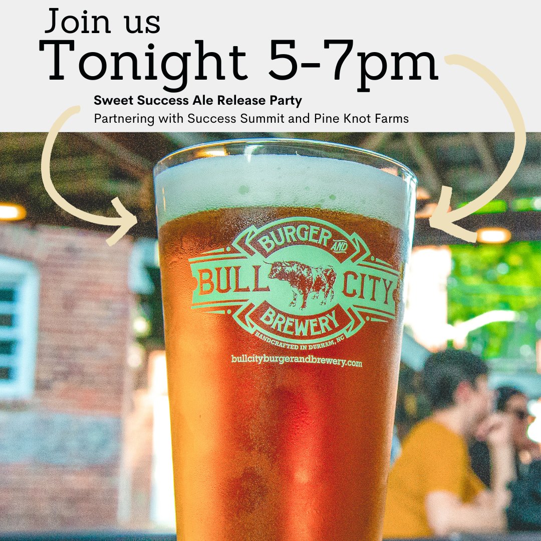 Join us tonight from 5-7pm for the release of our Sweet Success Ale!

Brewed with NC sweet potatoes from Pine Knot Farms NC , this spiced craft beer has an orange tint and an earthy sweetness.

**partnering with Success Summit on 10/22 for <a href="/BlacktoberfestD/">BlacktoberfestDUR</a> at Durham Bottling Co.