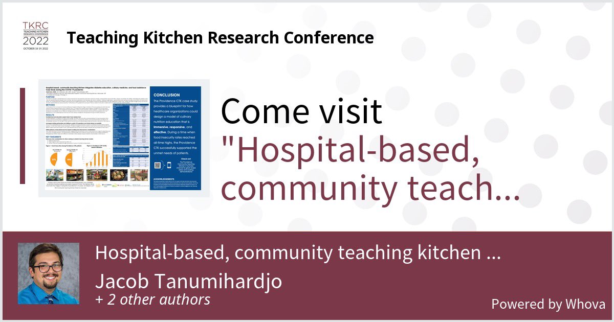 tanumihardj0's tweet photo. So excited to present our poster with my wonderful colleagues at @ProvHealth, Heidi Davis & Dr. Jill Christensen, at the #TKRC (Teaching Kitchen Research Conference)!
They are absolute rock stars whose efforts during @diabetesgap initiative need to be shared and amplified! https://t.co/HoMW0bCscB
