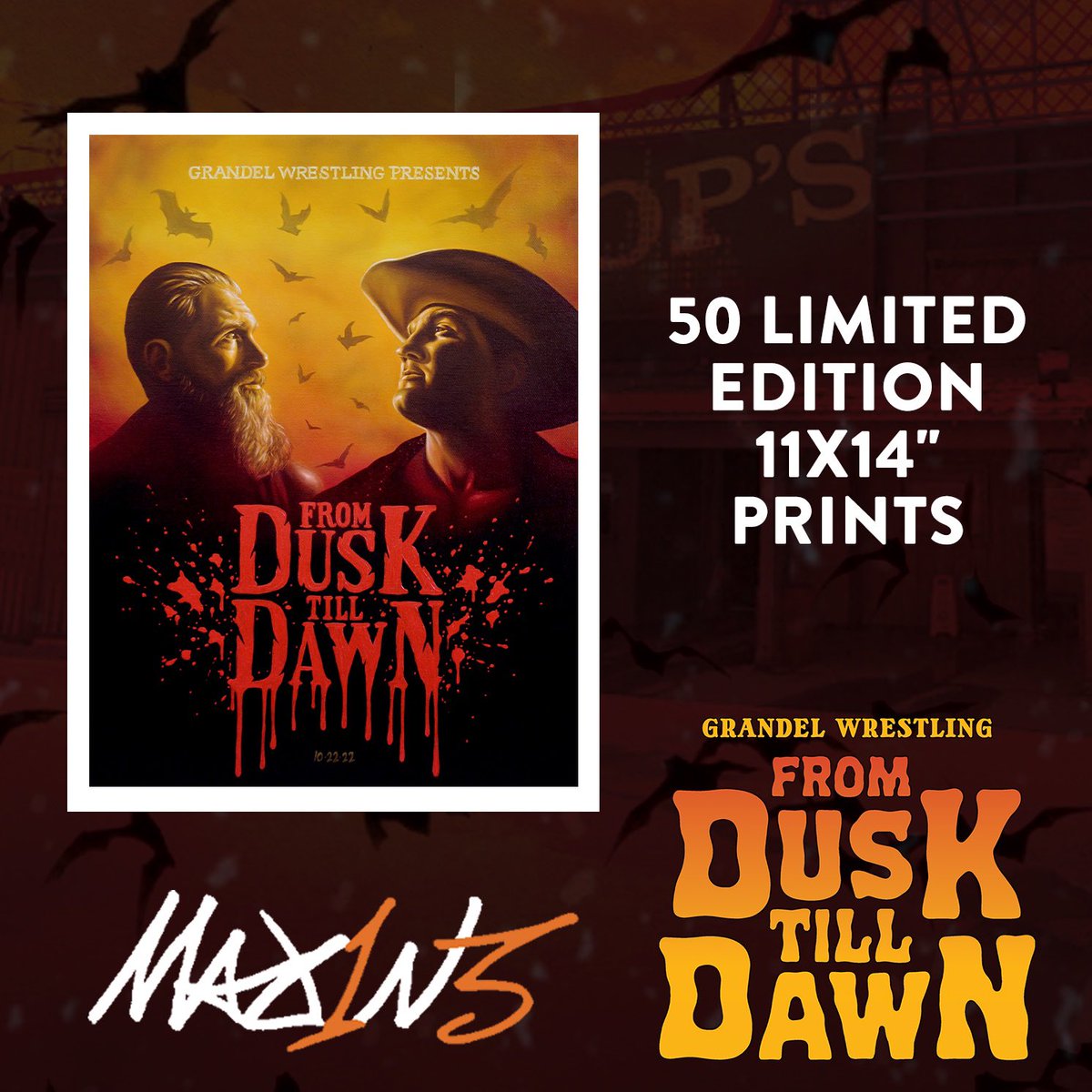 grandelwrestle's tweet photo. Check out the limited edition merchandise we will have for sale at the show! These phenomenal prints and shirt designs were created by STL’s own @Maxine_Thirteen 

50 limited artist-signed prints will be available for purchase, and the t-shirts run sizes SM-4XL. https://t.co/nWT3g5uIdk