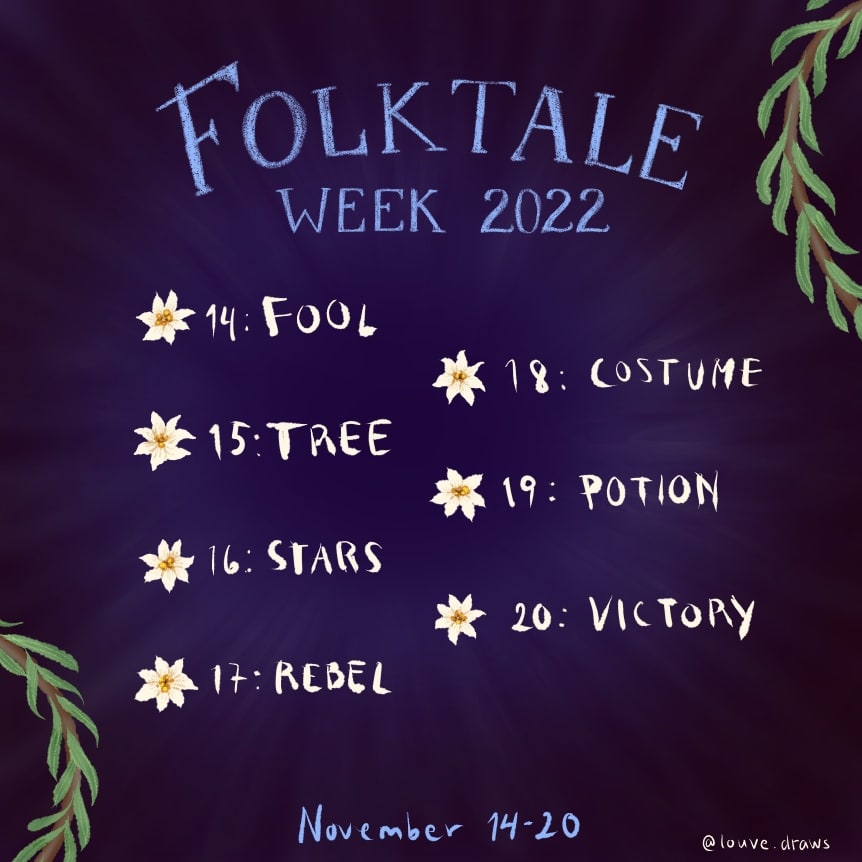 Yesterday we released the prompts for #folktaleweek2022! Which one is your favorite? Which one gets your imagination going? I think maybe "Star" for me personally.. and "Tree"!