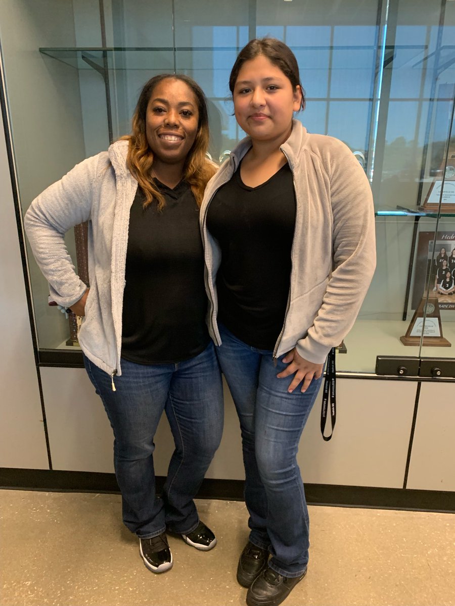 It’s twin day ⁦<a href="/Hedrick_MS/">Hedrick MS</a>⁩ school and one of my students asked to be my twin! Love this girl and my job!! #itsgreattobeaWrangler