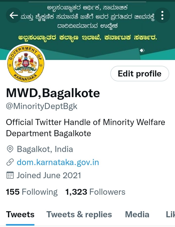 Please follow Minority district office,twitter handle

<a href="/MinorityDeptBgk/">MWD,Bagalkote</a>