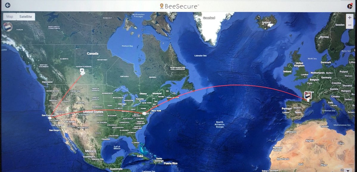 jhshirley's tweet photo. It's Alive! 🤪🚀Open this image to see the very cool map results of one of our new @rivercityinnov1 hybrid RKX Satellite / #Lora temp GPS trackers as it moved across the globe. In San Francisco it was on @helium, then in France it picked up on ⁦@KineisIoT⁩ satellite. #iot https://t.co/BMygmsUbUD