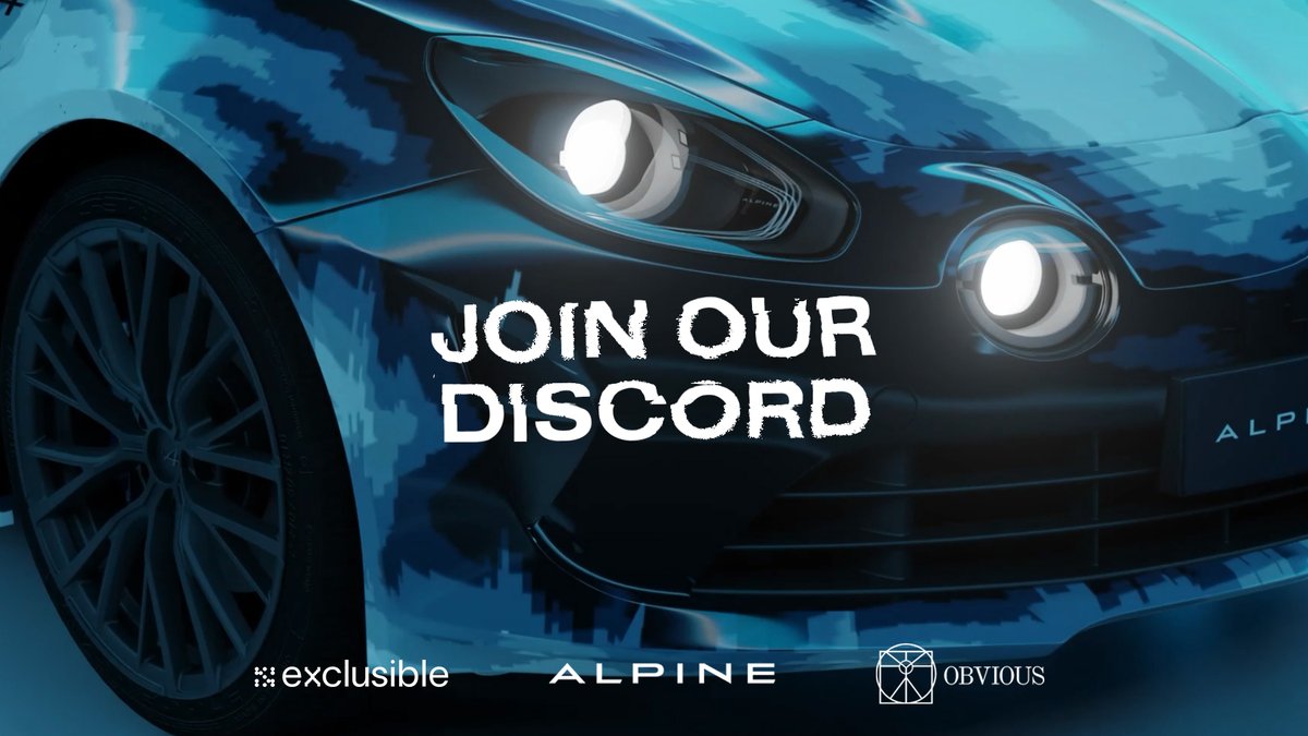 Join Discord Now💙

<a href="/exclusible/">Exclusible</a> has opened a channel dedicated to the <a href="/alpinecars/">Alpine Cars</a> Web3 community, and it's open until the launch of the drop. 

Join and interact with other #car and #NFT enthusiasts while learning more about the project 👇🏼

discord.gg/exclusible