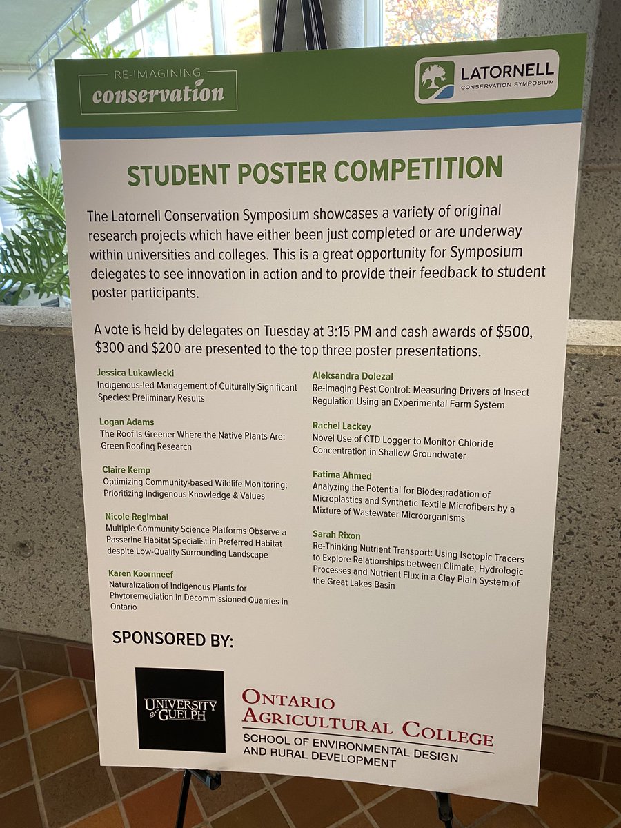 ADLatornell's tweet photo. 3/3 Student Poster Competition sponsored by @UofGuelphOAC. #Latornell #reimaginingconservation #brightminds https://t.co/9isj3Nu7HS