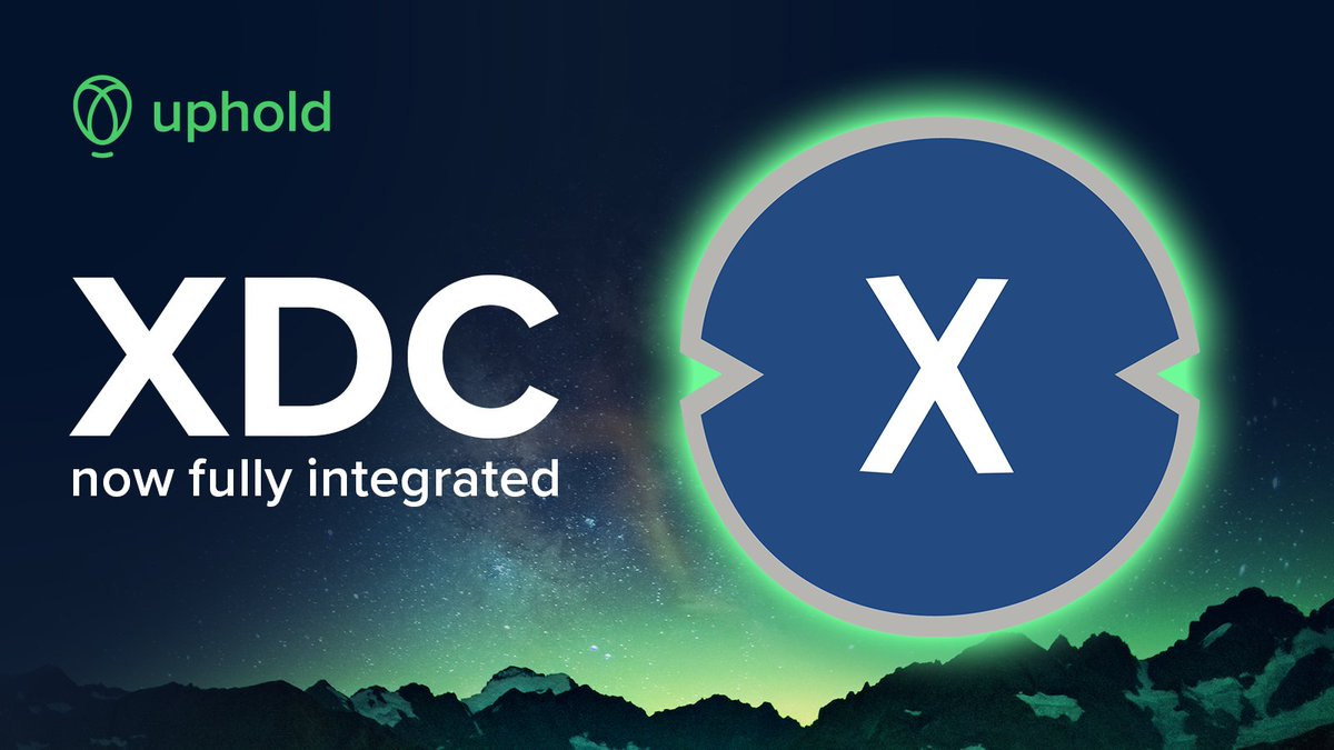 $XDC holders, this one’s for you! Uphold has just integrated with @XinFin_Official and the $𝐗𝐃𝐂 𝐍𝐞𝐭𝐰𝐨𝐫𝐤! 🔥 You can now deposit any $XDC you own into your Uphold wallet, or buy $XDC on Uphold and seamlessly transfer it to your external $XDC Network wallet on-chain! ⬇️