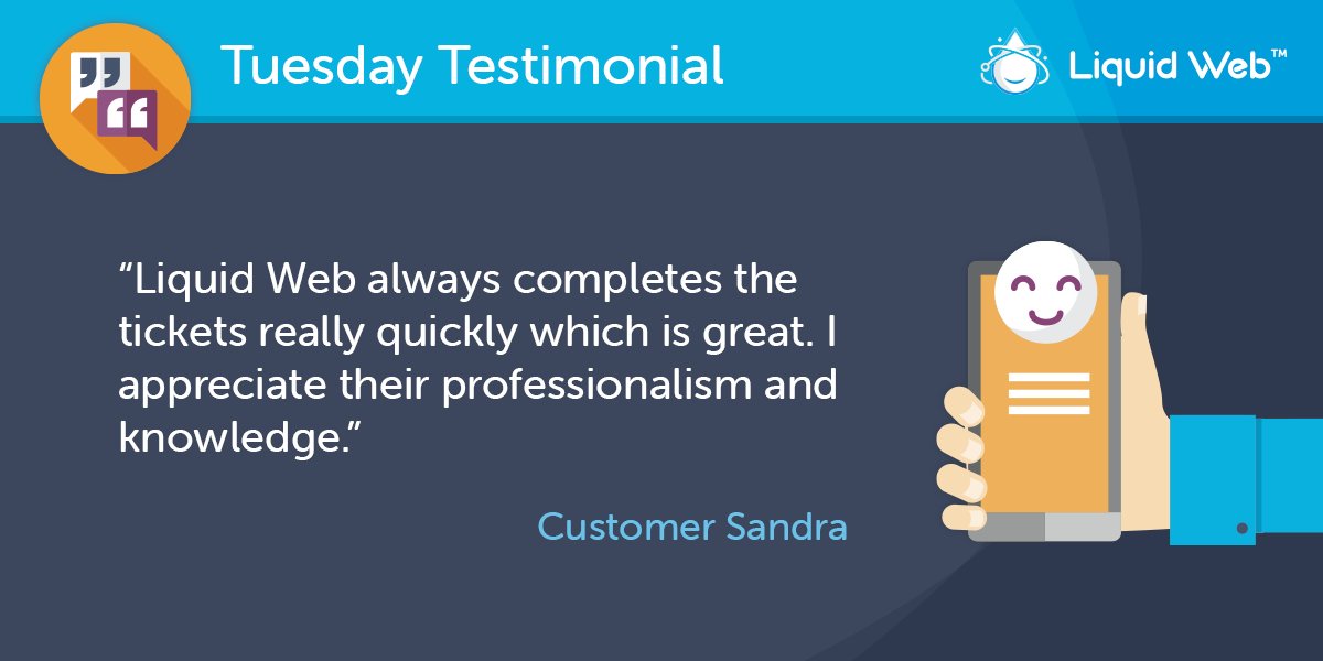 LiquidWeb's tweet image. Knowledge + Speed = The #MostHelpfulHumansInHosting!

#Technology #TestimonialTuesday #OurCustomersAreTheBest #LiquidWebCustomerTestimonials