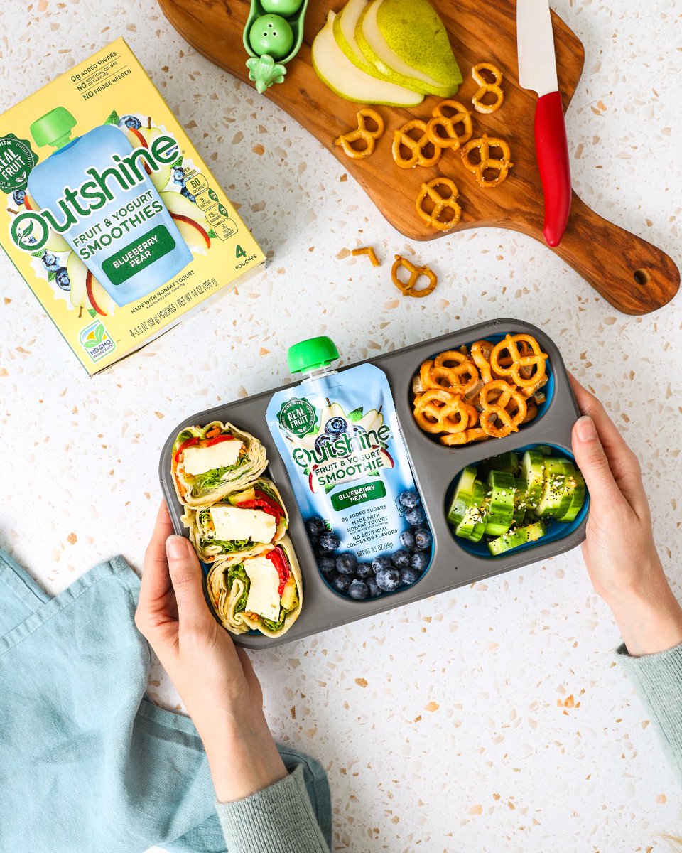 Fruit &amp; Yogurt Smoothie Pouches, a delicious new way to try your favorite Outshine fruit flavors after school and work! 💚 Find them in the applesauce section at Albertson’s Safeway, Food Lion, Meijer, Smart &amp; Final, and on Amazon.