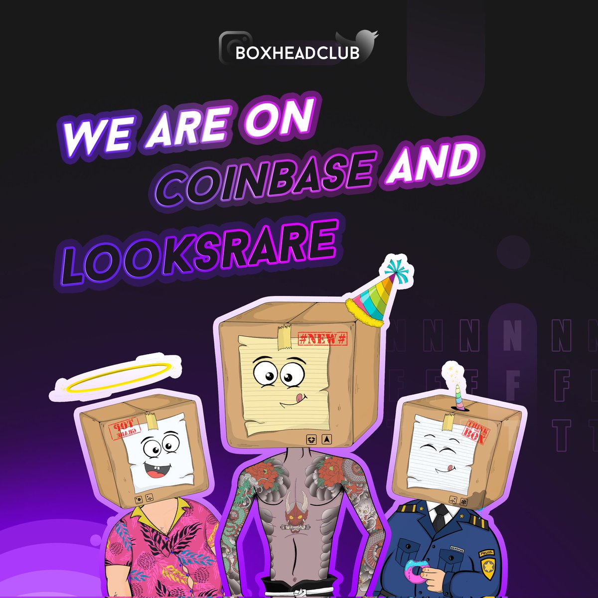 boxheadclub's tweet image. 👋Hey fams👋
 you can list your boxheads on @LooksRare and @Coinbase_NFT, share your listed #NFT with us too , peace..✌️
#BXHC
#nftcommunity 
#NFTcollections
