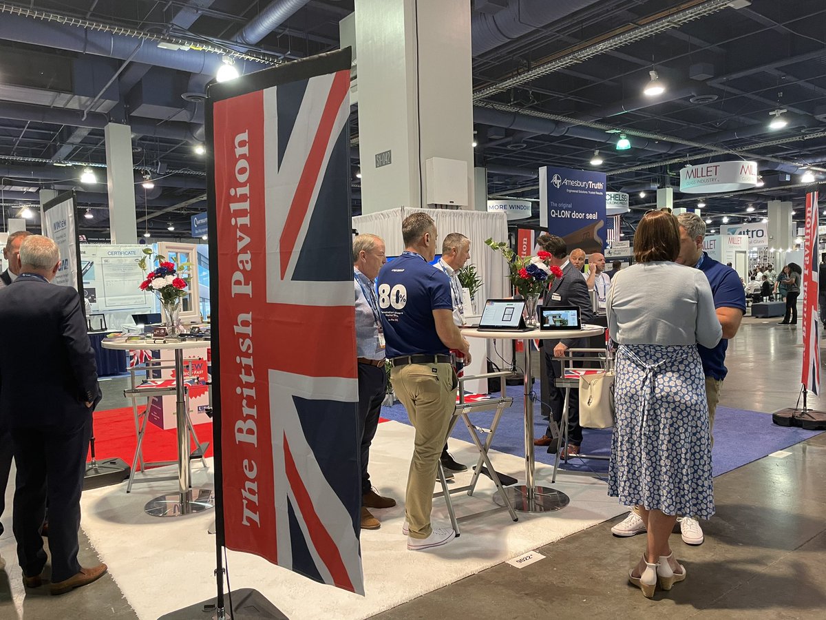 PeopleInGlazing's tweet photo. The British Pavilion is open! The stand is looking awesome and the guys from @geofastsystem @Business_Micros @UAP_Limited & #CiiLock are here ready to chat to you! Pop by and see the Brits on Stand 9022! #glassbuild22 #PigsVegas https://t.co/T97aKjvG5Z