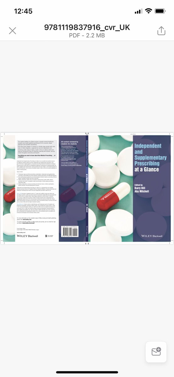 Hill, B. & Mitchell, A. (2022) Independent and supplementary prescribing: at a glance. Wiley. @HonoraryGeordi_ @AbyAbymitchell @Wiley_Nursing