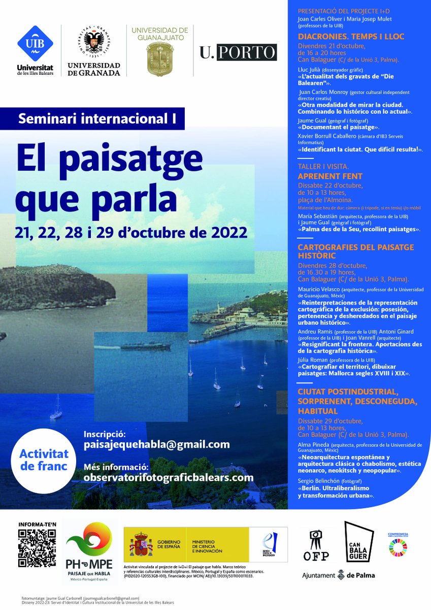 Aquest divendres explicaré el què i el com del projecte 'Die Baleren, les illes Balears abans i despres', al 1r Seminari internacional 'El paisatge que parla', a @CanBalaguer. Palma. Hi és tothom convidat. @OFPIllesBalears  @UIBuniversitat @CanalUGR @UdeGuanajuato @UPorto