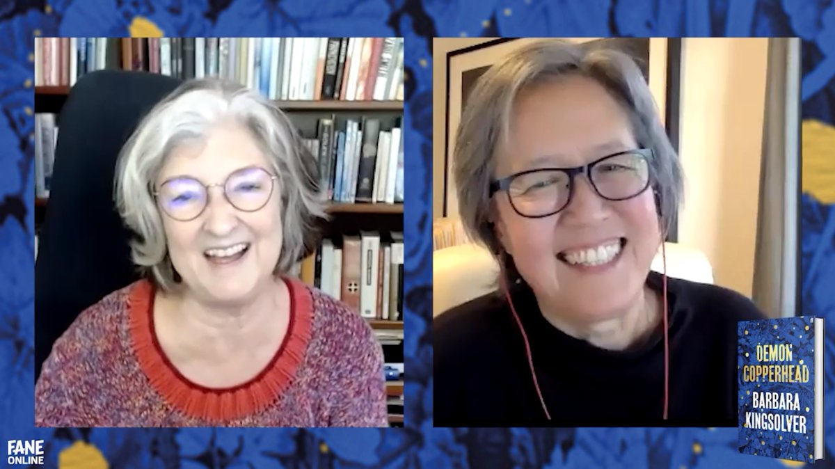 💙 "You let the child tell the story."

Revealing the inspiration behind #DemonCopperhead, tonight #BarbaraKingsolver shared with <a href="/ozekiland/">ruth ozeki</a> her deep connection to Dickens &amp; her dream to write the great Appalachian novel.

💻 Available now on demand: fane.co.uk/barbara-kingso…