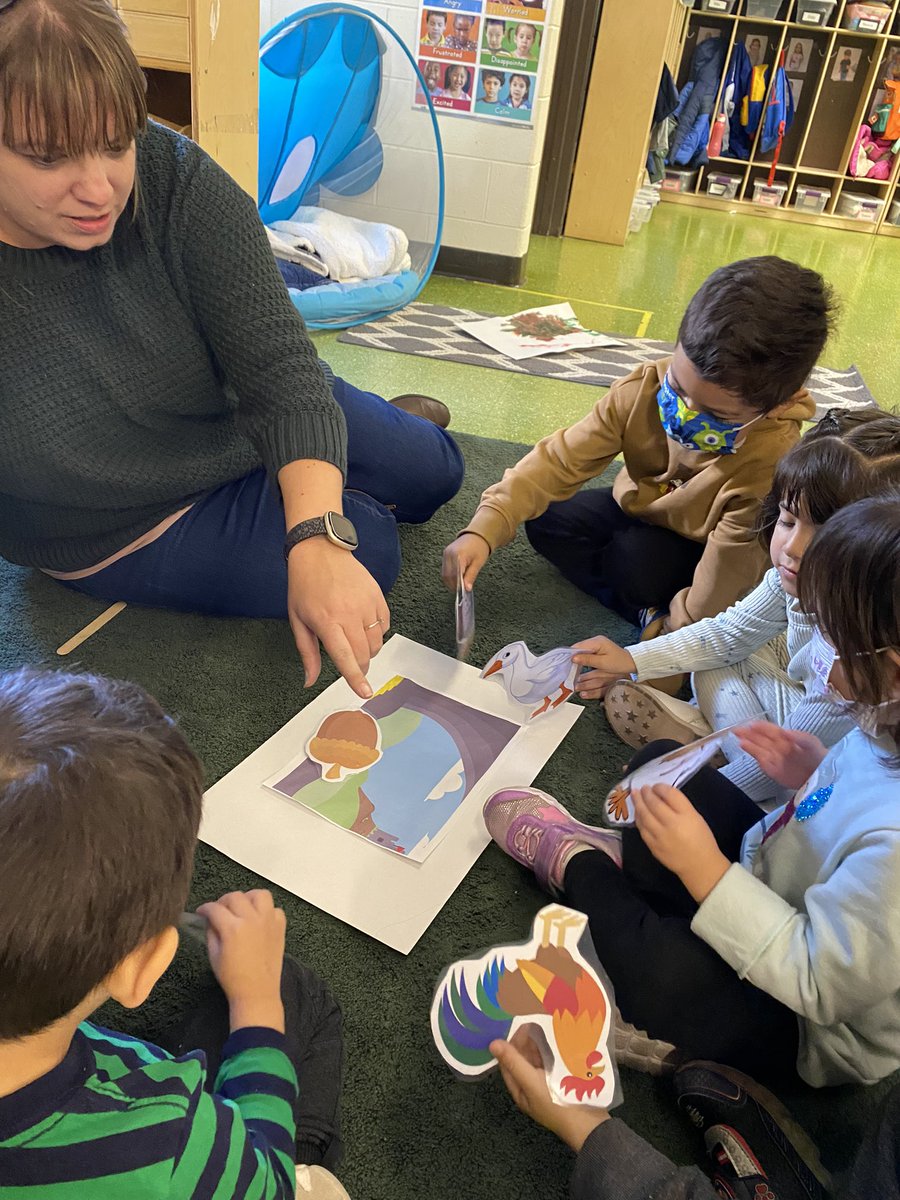 AimeeTazic's tweet photo. “The Sky is falling!” Such a fun way to end my week last Friday.  I got to watch @MsSuzanne_HIA and her preschoolers retell Henny Penny in small group. #teachingstrategies #d100inspires https://t.co/uo9fTjEdVh