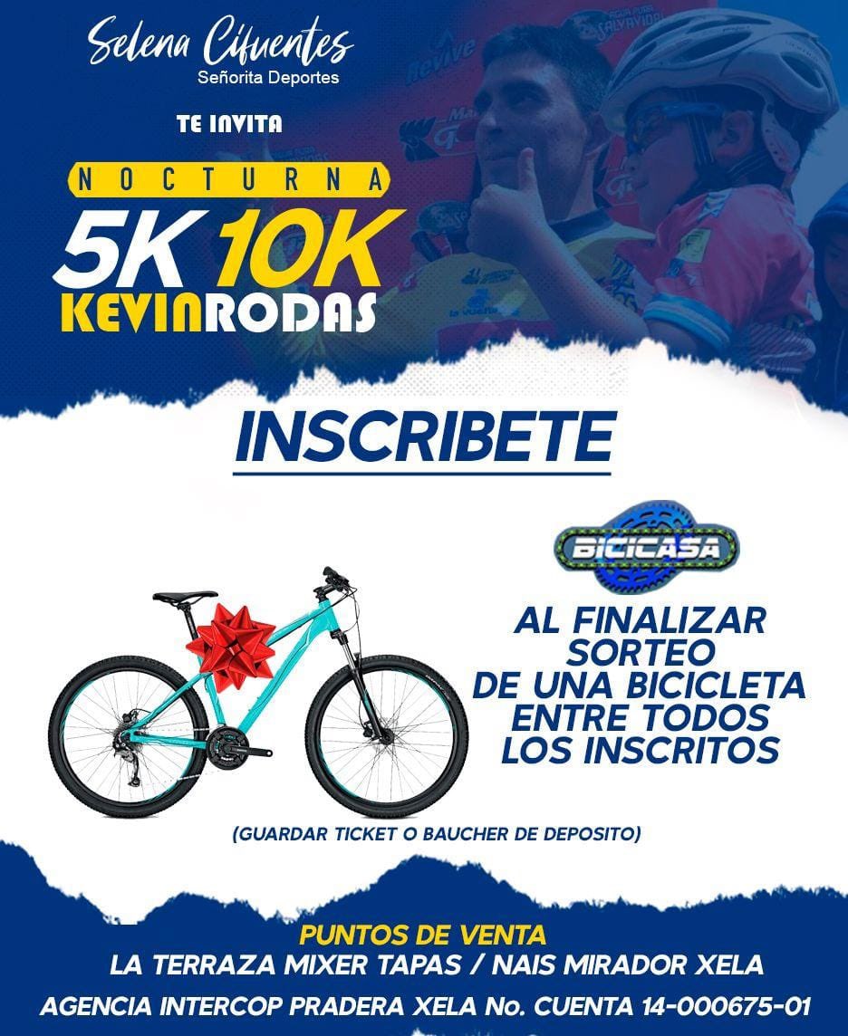 escenario100's tweet photo. #ServicioSocialXela 🚴 | En beneficio del hijo de #ManuelRodas . 

Invitan a participar este sábado 22 de octubre en la carrera nocturna de 5 y 10 k en beneficio de Kevin Rodas,  hijo del campeón de Ciclismo, Manuel Rodas.

Quienes se inscriban participan en sorteo de bicicleta. https://t.co/cgKAjKwqPt