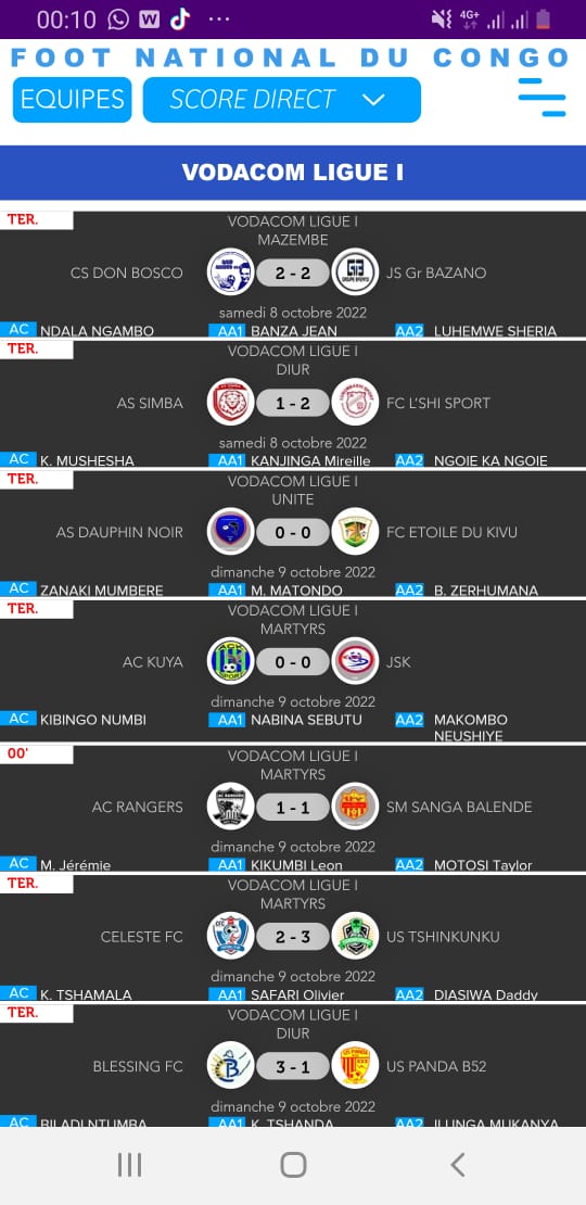 NationalRdc's tweet photo. VL1. RÉSULTATS ET CLASSEMENT ACTUALISÉ DE 18 OCTOBRE 2022. https://t.co/1sfs5ELWqW #vodacom ligue I #linafoot D1 https://t.co/zcrciDuJGe