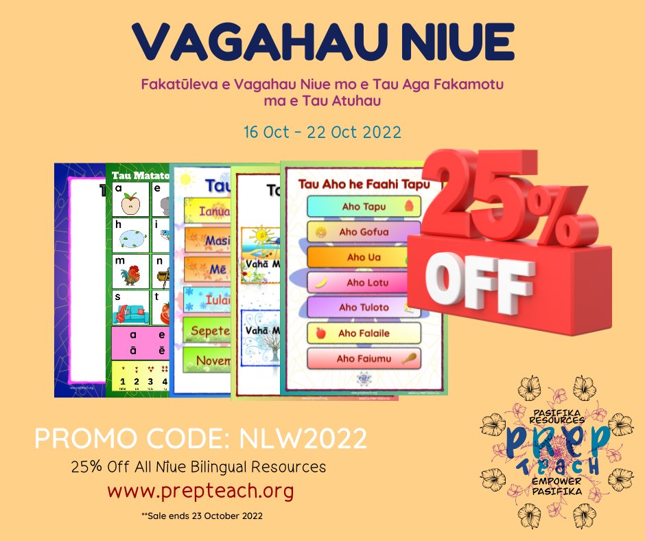 prep_teach's tweet image. Fakatūleva e Vagahau Niue mo e Tau Aga Fakamotu ma e Tau Atuhau

 Pasifika Resources, Empower Pasifika - PREP TEACH, is having a sale of 25% off all Niue bilingual resources.

Promo code: NLW2022

#pasifikaeducation #bilingualkids #prepteach #pasifikalanguageempowerment