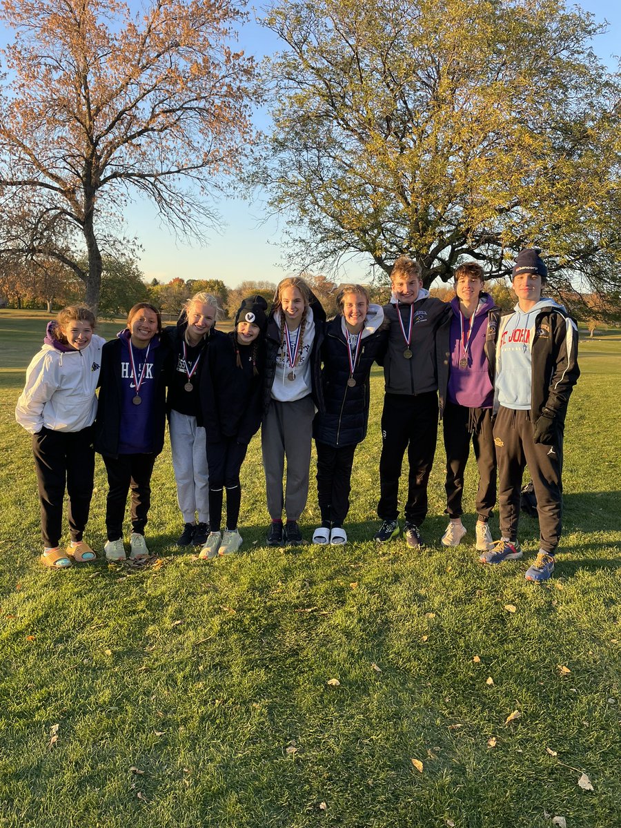 Conference championship day!! Girls were runner up by 2 points! Tight race. Boys placed a great 3rd place. These Hawks were all conference and honorable mention! 
Maria K, Kenzie R, Katelyn F, Becca R, Noella R, Sidney F, Nolan S, Eric C &amp; Noah L