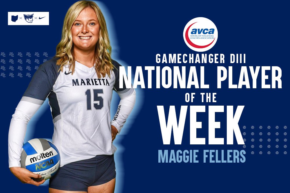 marietta_vball's tweet photo. BIG NEWS!!! For the first time in Marietta College Athletic History @magggggie13 Maggie Fellers made National Player of the Week! Congratulations Mags. Very well deserved! 🎉🤩����🏼 #avca #mcvb #pionation #ncaavb #oacvb #d3vb We are so proud of you. https://t.co/25ZOMzVVnl