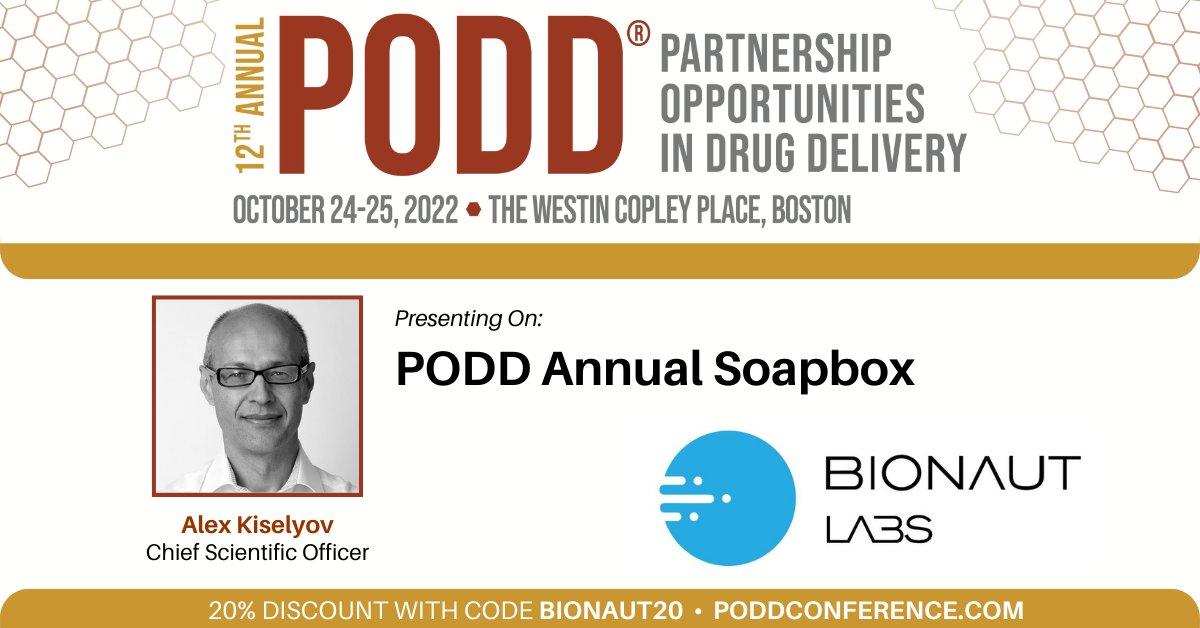 Our Chief Scientific Officer Alex Kiselyov is presenting at next week's PODD annual conference.

We hope to see you there! Sign up with our discount code BIONAUT20 at poddconference.com