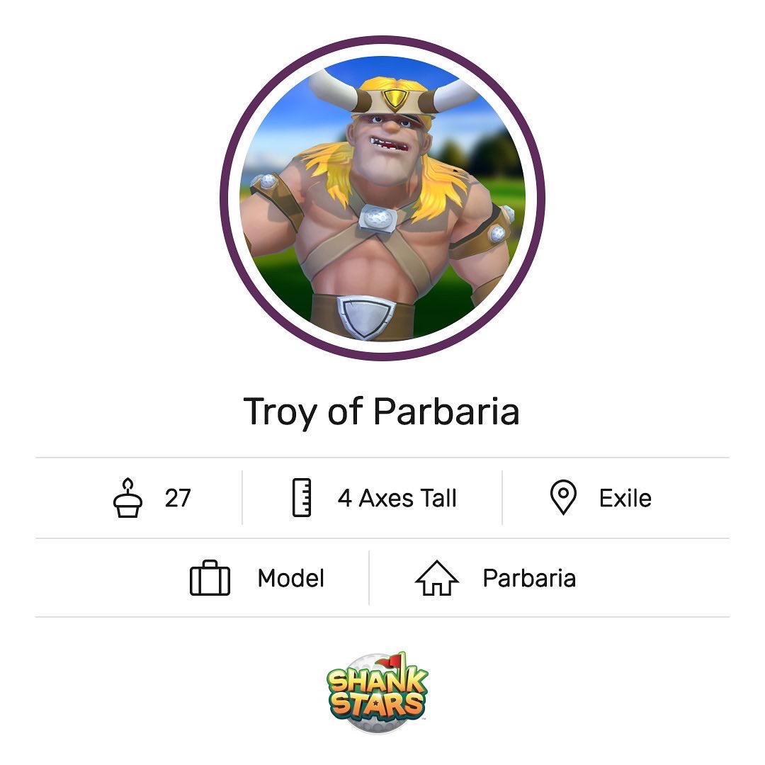 shankstarsgame's tweet photo. Meet Troy of Parbaria. Heโs here to make shots, not friends. Swipe right to see if itโs a match! ๐ฑ #Shankstars #golfgame #mobilegolf #mobilegaming https://t.co/qy4oyZBwKQ