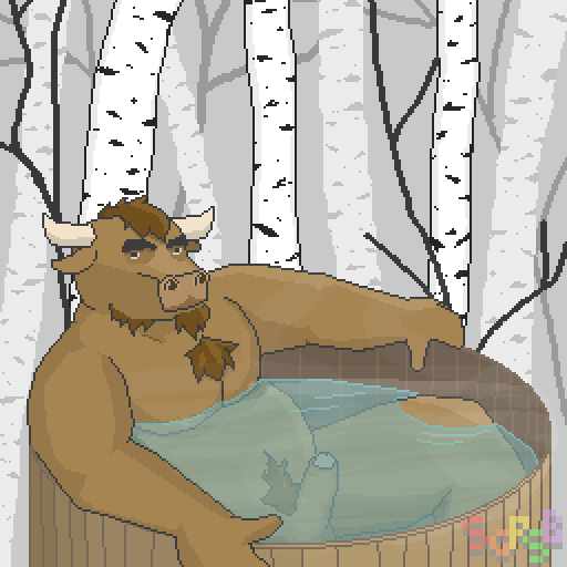 gaypixelsmutboy's tweet photo. Just a quick little doodle I've been thinking about, trying an outline style #bara #gay #minotaur #nsfw https://t.co/rvRZJ9teez