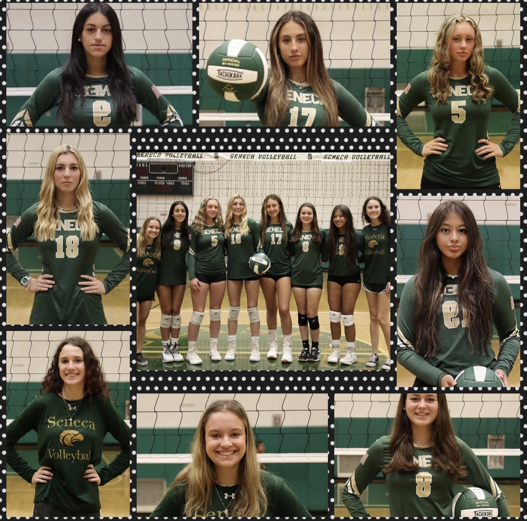 Tomorrow night, these girls will play their last scheduled home game at Seneca High School. Come support these 8 amazing ladies at 5:00, game starts at 5:30
💛🏐CLASS OF 2023🏐💚