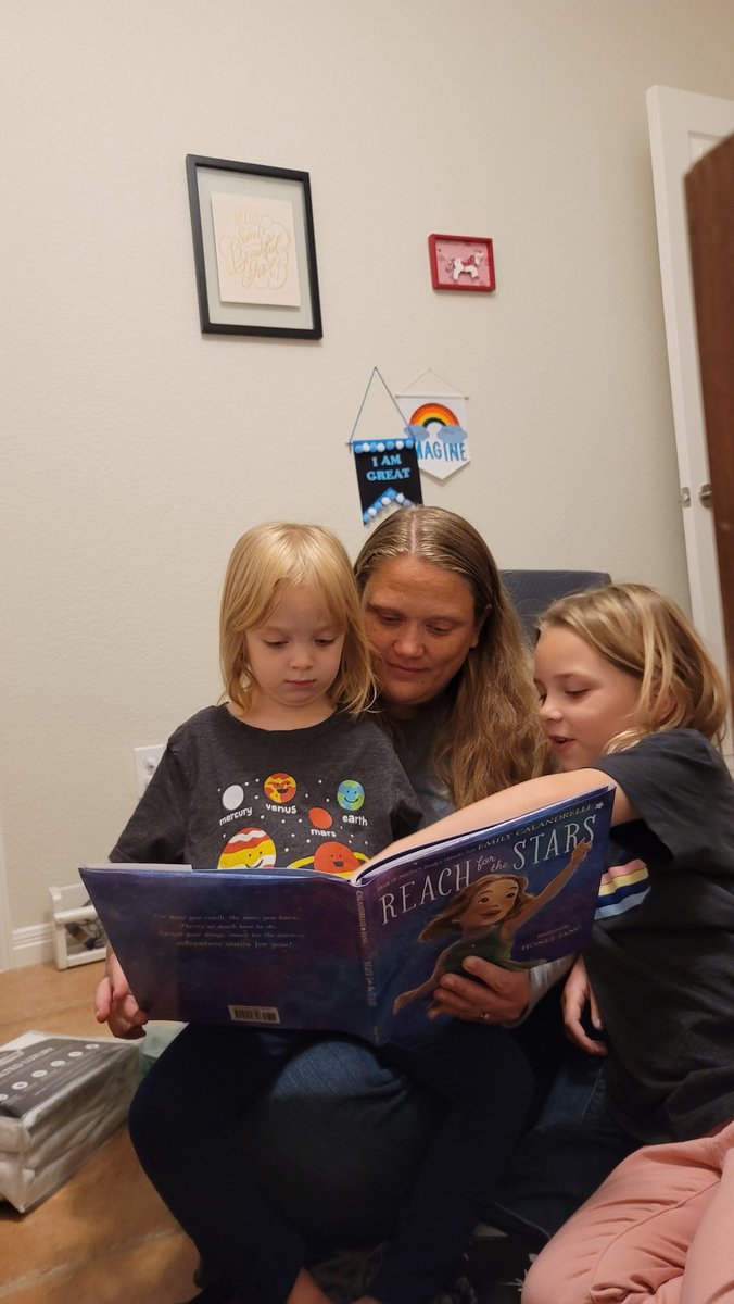My beautiful girls reading @TheSpaceGal 's awesome book, Reach for the Stars. We don't read it as often as we should because my wife Emily gets teary eyed when she reads it 😭🤧❤️