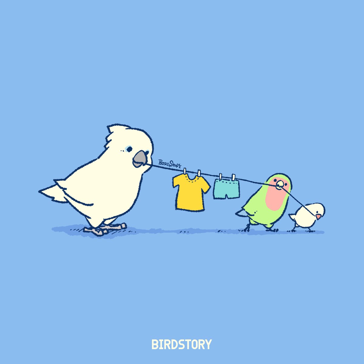 「おはようございます。本日は10月19日、洗濯を楽しむ日とのことです#BIRDST」|BIRDSTORYのイラスト