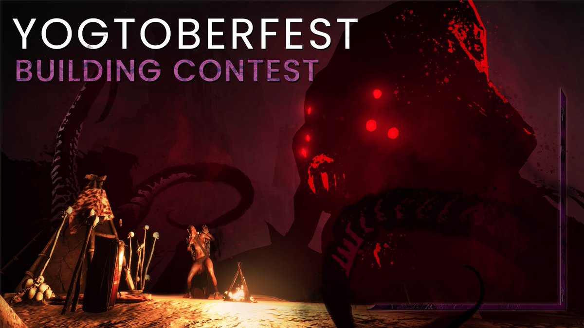 ConanExiles's tweet photo. Exiles, welcome to Yogtober!

A brand new building contest hosted by your friendly neighborhood deity, Yog. Build the spookiest home that best fits the category of your choice to compete for Yog's favor and his rich rewards.

More details here: https://t.co/E2Q7qmzLsj https://t.co/WO2X02AZsz