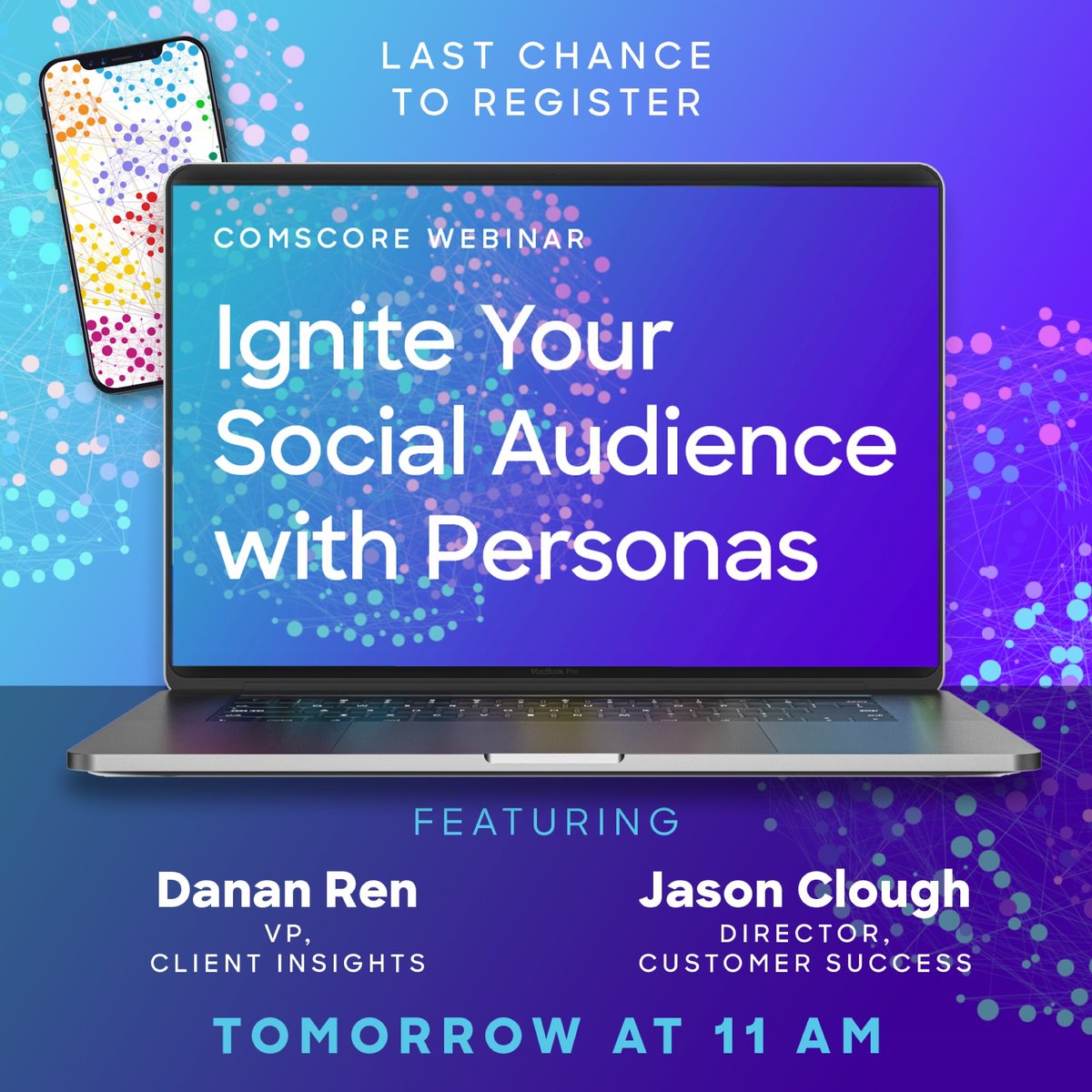 Last chance to register for our webinar on Personas! Catch it live tomorrow at 11 AM. 

Register now for free: comscore.com/Insights/Event…

#marketingtwitter #socialmediamarketing