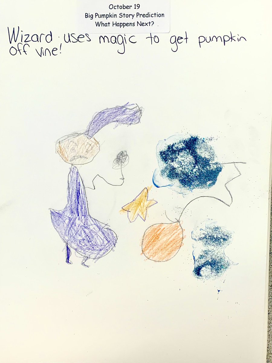 Predict what will happen next in the story- we read Big Pumpkin and created a new character that could help get the pumpkin off the vine. Ss are soooooo creative! 🥰