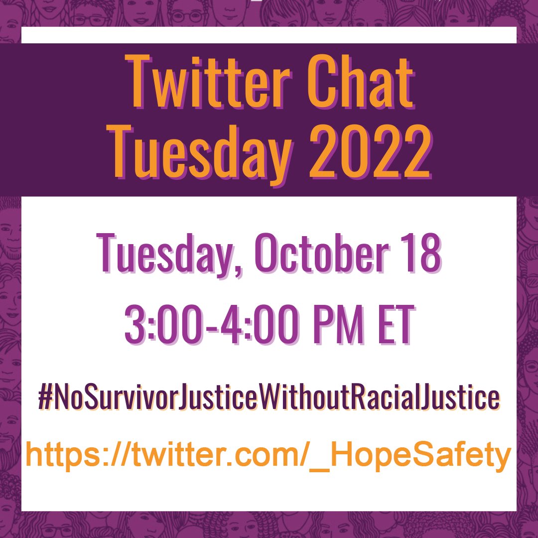 _HopeSafety's tweet photo. What does #NoSurvivorJusticeWithoutRacialJustice mean? Now - 3pm ET, join us now!
@_hopesafety
@aknwrc
@ATCEV1
 @BatteredWomenJP
 @CaminarLatino
 @EsperanzaUnited
 @WithoutViolence
 @NRCDV
 @nnedv
 @PCADVorg
 https://t.co/86X4caLoNd
#DVAM #Every1KnowsSome1 https://t.co/LH82HquV1P