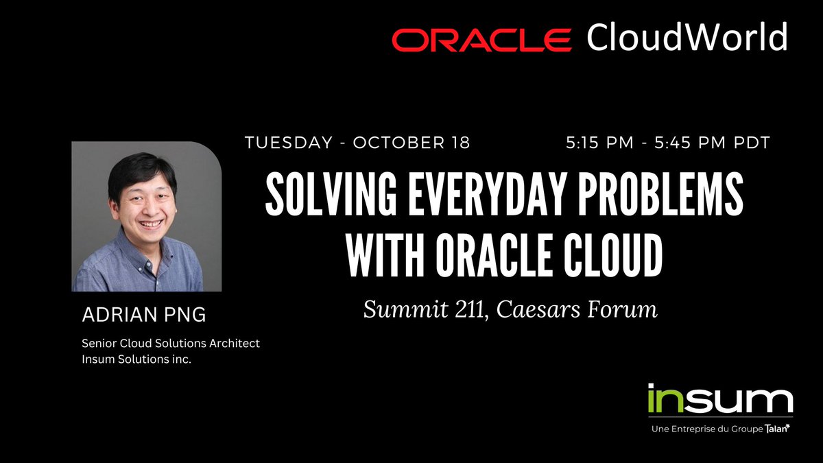 Join <a href="/fuzziebrain/">Adrian Png 🧡🕯️</a> in his session today at Oracle CloudWorld and learn how to solve problems with Oracle Cloud. #OCW #orclapex

reg.rf.oracle.com/flow/oracle/cl…