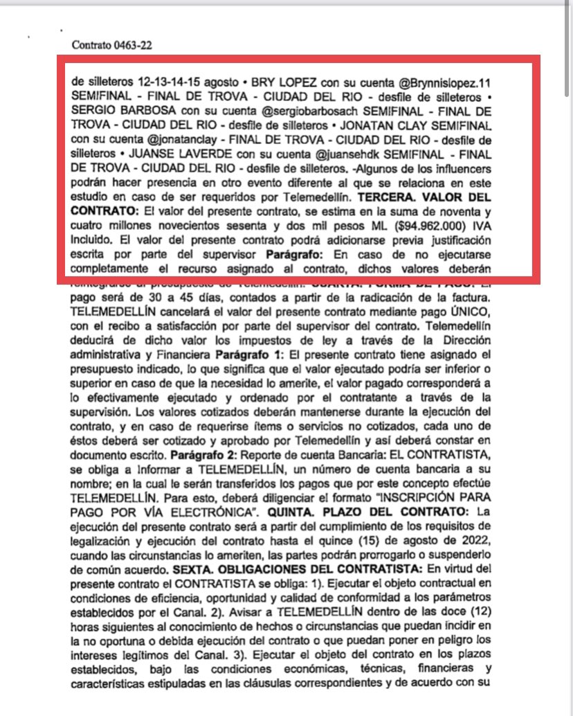 Danielbricen's tweet photo. El Alcalde de Medellín Daniel Quintero se gastó $94.962.000 para que 13 influenciadores de Twitter, Instagram y TikTok hicieran 260 publicaciones hablando bien de la Feria de las Flores organizada por la Alcaldía.

Sergio Barbosa, Juan Duque y Mario Lora recibieron dinero

HILO https://t.co/g4EWDWWpWz