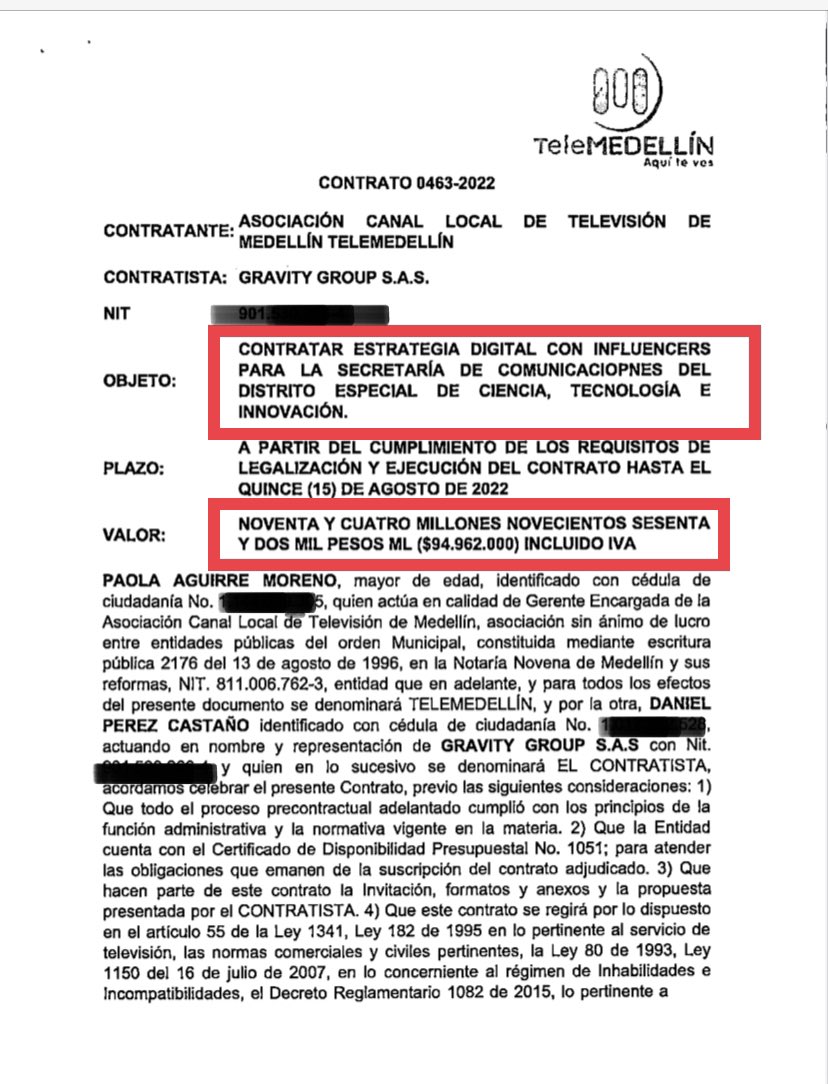 Danielbricen's tweet photo. El Alcalde de Medellín Daniel Quintero se gastó $94.962.000 para que 13 influenciadores de Twitter, Instagram y TikTok hicieran 260 publicaciones hablando bien de la Feria de las Flores organizada por la Alcaldía.

Sergio Barbosa, Juan Duque y Mario Lora recibieron dinero

HILO https://t.co/g4EWDWWpWz