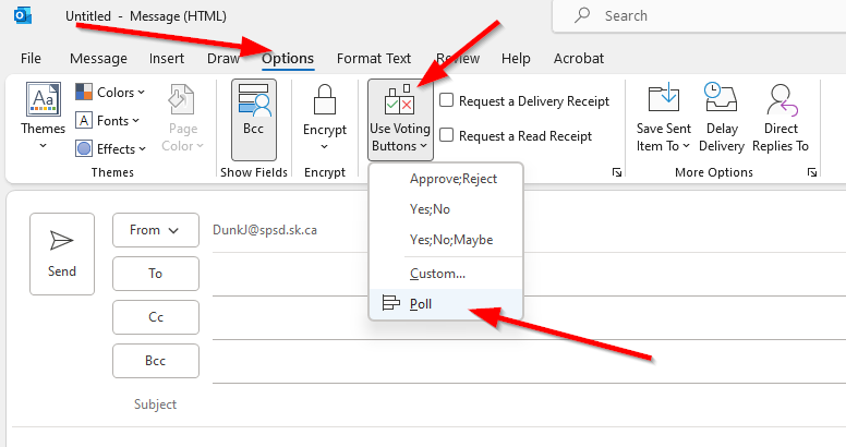 Pro Tip: Ever needed to send a poll to other staff? You can, it's right there in your SPSD email. #spslearn