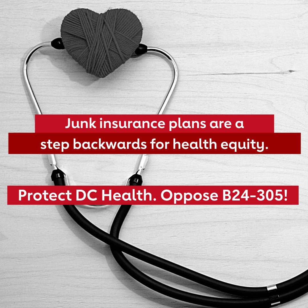 HeartOfGWR's tweet photo. Junk insurance plans decrease access to quality and affordable healthcare coverage, undoing years of progress toward a healthier, more equitable DC. #ProtectDCHealth and oppose B24-305! @VinceGrayWard7 @charlesallen @BrianneKNadeau @marycheh @CMCHenderson @DCHealthLink https://t.co/BY5b8cU5DQ