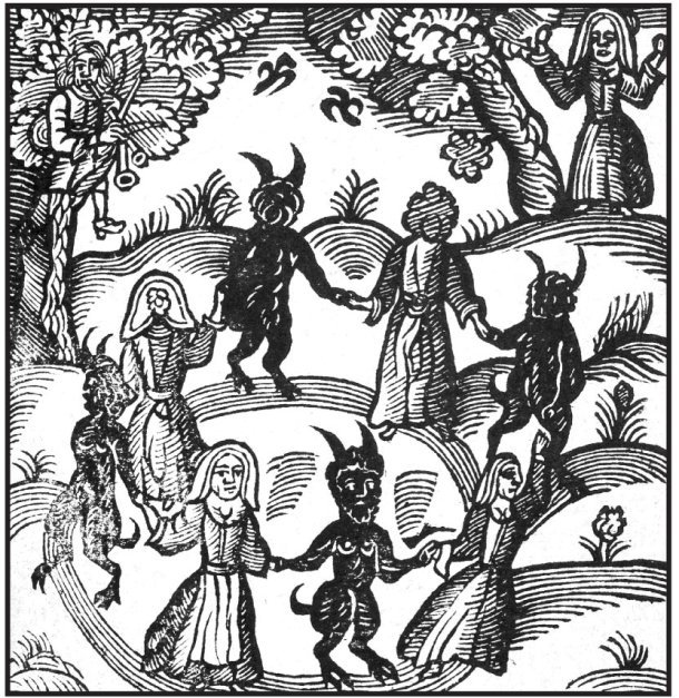 A circle of demons and witches, from Nathaniel Crouch, The Kingdom of Darkness, 1688.