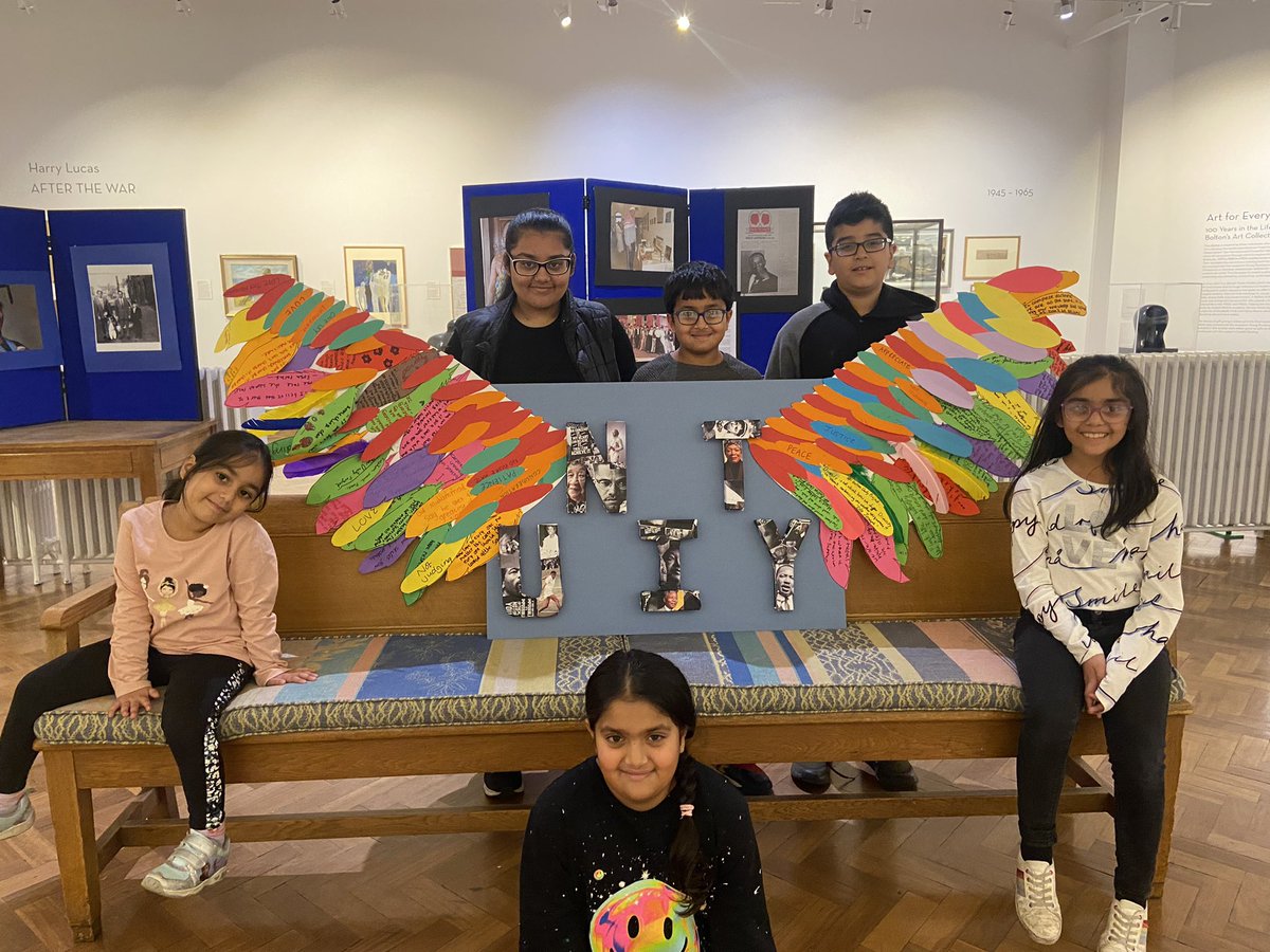 THEBCOM1's tweet photo. A wonderful piece of art created by children at BCoM’s Saturday Youth club along with children from BSCA is on display at Bolton Museum to mark Black History Month #unityalliance #unityalliancebolton #BSCA #boltoncouncil #Blackhistorymonth2022 https://t.co/g9fWplc8Ux