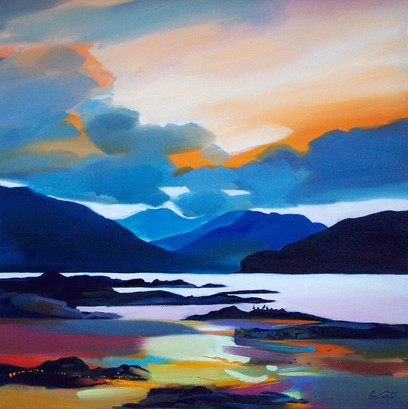 🎨Pam Carter Scottish artist “Colour in the Sound” #paintings #painting #ArteYArt #art #landscape #waves #beach #color #Tuesday