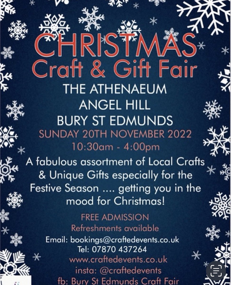 XmasFairBSE's tweet photo. # Christmas #FestiveSeason #crafts #gifts #presents #theathenaeum #burystedmunds #shopping #sunday 20th #november Come along &amp; see are lovely local craft &amp; gift stalls 🛍🎁🎄 https://t.co/GRDULcRXTe
