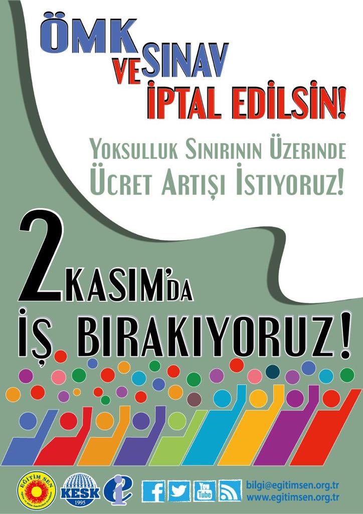 Yoksulluk sınırının üzerinde bir ücret artışı istiyoruz, kariyer basamakları değil!
#2KasımdaİsBırakıyoruz